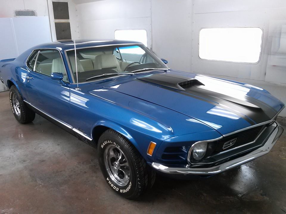 Image of a blue muscle car.